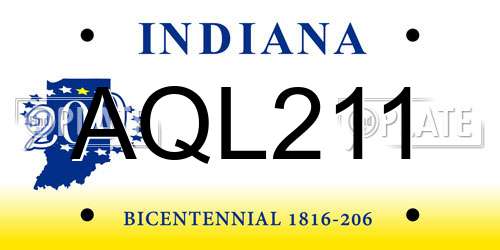 AQL211 Indiana License Plate