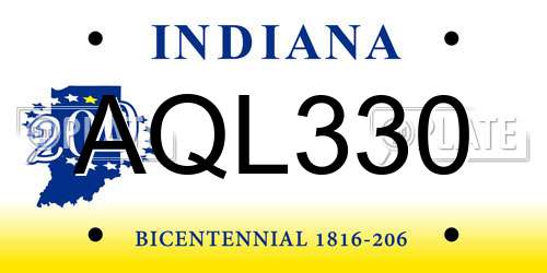 AQL330 Indiana License Plate