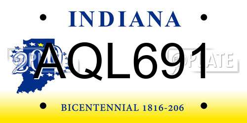 AQL691 Indiana License Plate
