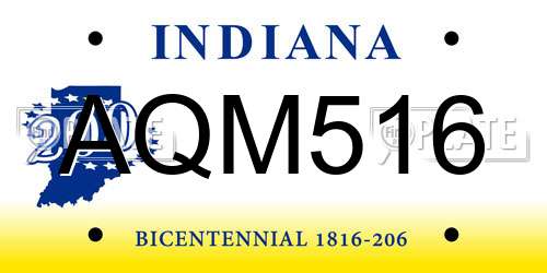 AQM516 Indiana License Plate