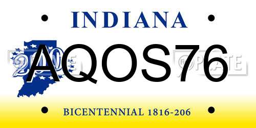 AQOS76 Indiana License Plate