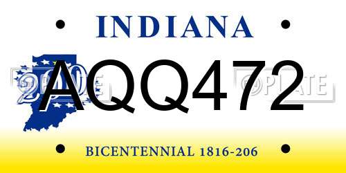 AQQ472 Indiana License Plate