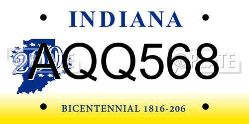 AQQ568 Indiana License Plate