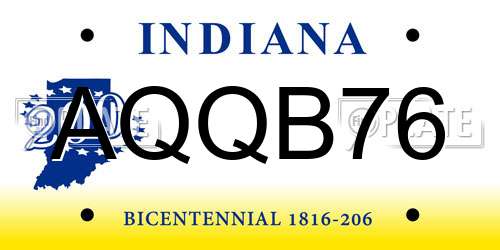 AQQB76 Indiana License Plate