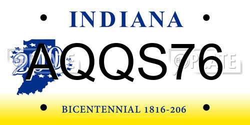 AQQS76 Indiana License Plate