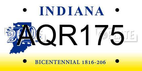 AQR175 Indiana License Plate