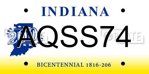 AQSS74 Indiana License Plate