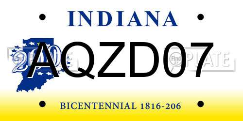 AQZD07 Indiana License Plate
