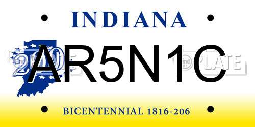 AR5N1C Indiana License Plate
