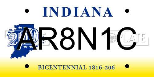 AR8N1C Indiana License Plate