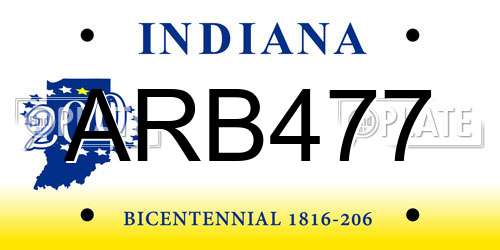 ARB477 Indiana License Plate