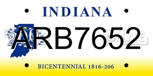 ARB7652 Indiana License Plate
