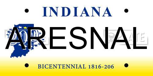 ARESNAL Indiana License Plate