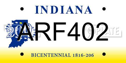 ARF402 Indiana License Plate