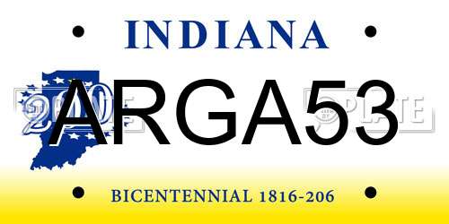 ARGA53 Indiana License Plate