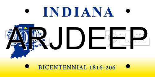 ARJDEEP Indiana License Plate