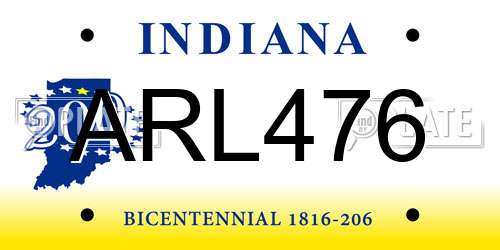 ARL476 Indiana License Plate