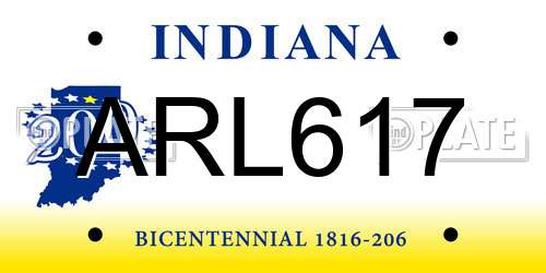 ARL617 Indiana License Plate
