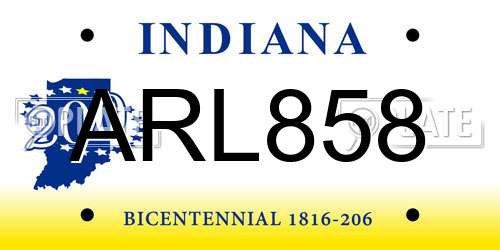 ARL858 Indiana License Plate