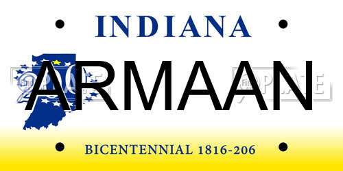 ARMAAN Indiana License Plate