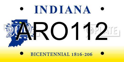 ARO112 Indiana License Plate