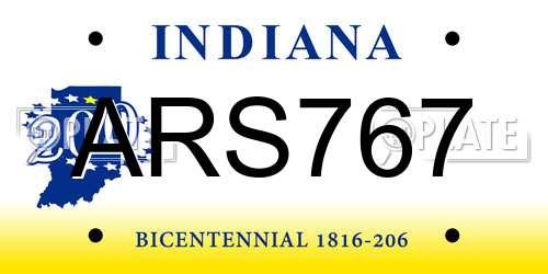ARS767 Indiana License Plate