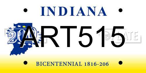 ART515 Indiana License Plate