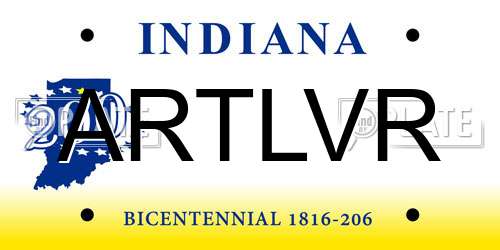 ARTLVR Indiana License Plate