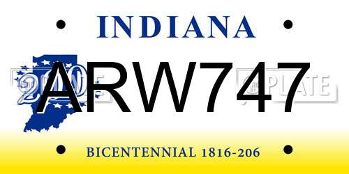 ARW747 Indiana License Plate
