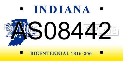 AS08442 Indiana License Plate