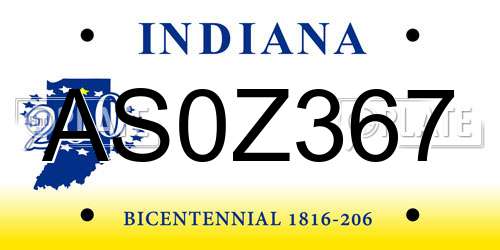 AS0Z367 Indiana License Plate