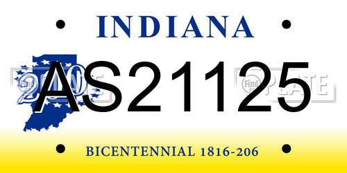 AS21125 Indiana License Plate