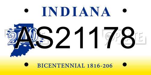 AS21178 Indiana License Plate