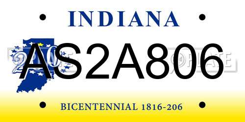 AS2A806 Indiana License Plate