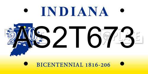 AS2T673 Indiana License Plate