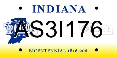 AS3I176 Indiana License Plate