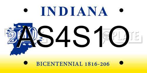 AS4S1O Indiana License Plate