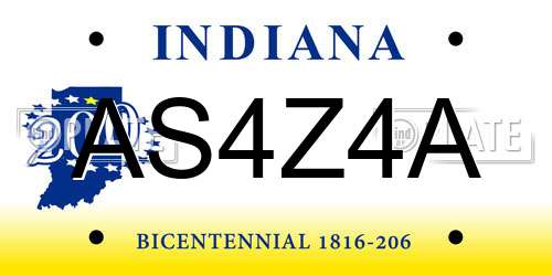 AS4Z4A Indiana License Plate