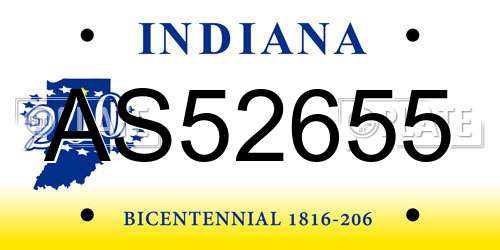 AS52655 Indiana License Plate