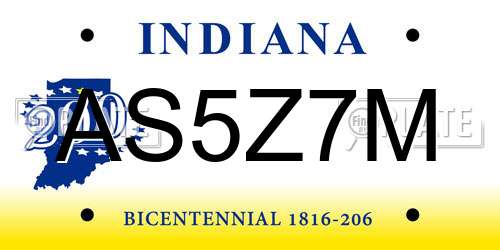 AS5Z7M Indiana License Plate