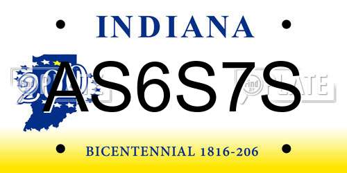 AS6S7S Indiana License Plate