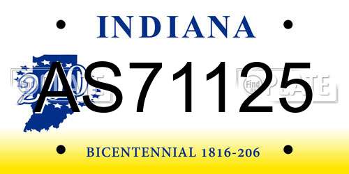 AS71125 Indiana License Plate