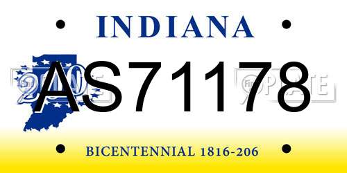 AS71178 Indiana License Plate