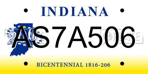 AS7A506 Indiana License Plate