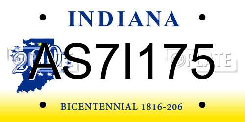 AS7I175 Indiana License Plate