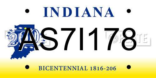 AS7I178 Indiana License Plate