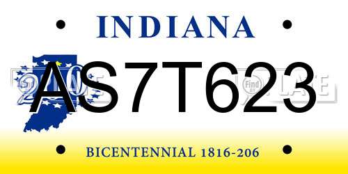AS7T623 Indiana License Plate