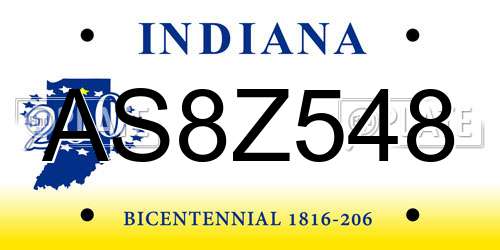 AS8Z548 Indiana License Plate