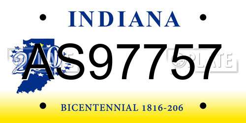 AS97757 Indiana License Plate