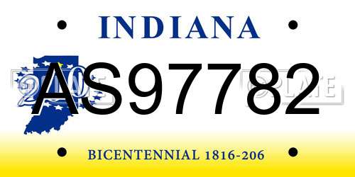 AS97782 Indiana License Plate